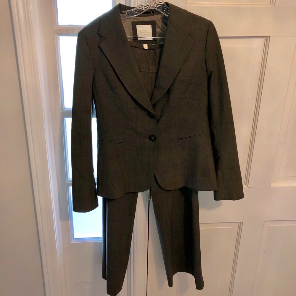 Olive colored pants suit from the Limited.